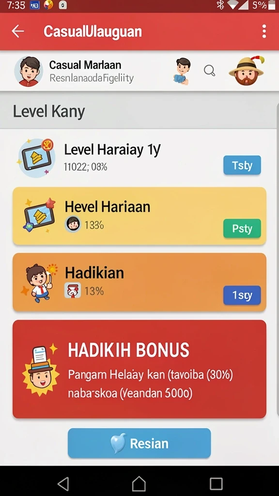Tampilan awal game yang menarik dan mudah dinavigasi.
