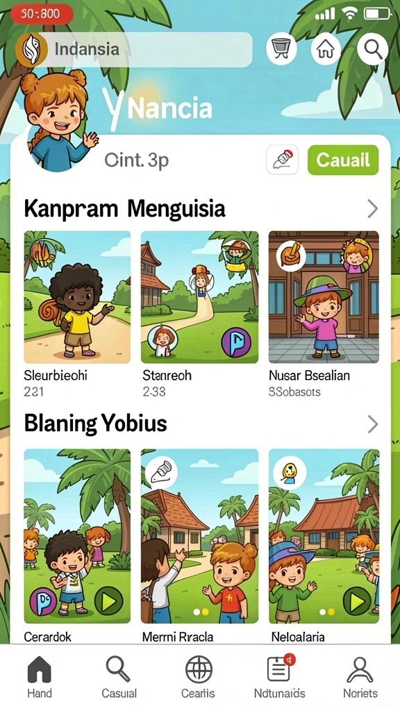 Berbagai pilihan permainan yang dapat dipilih.